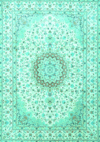 Medallion Turquoise Traditional Rug, tr1032turq