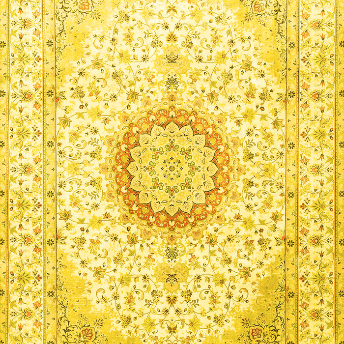 Medallion Yellow Traditional Rug, tr1032yw