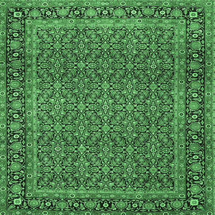 Square Persian Emerald Green Traditional Rug, tr1033emgrn
