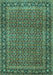 Machine Washable Persian Turquoise Traditional Area Rugs, wshtr1033turq