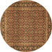 Round Machine Washable Persian Brown Traditional Rug, wshtr1033brn