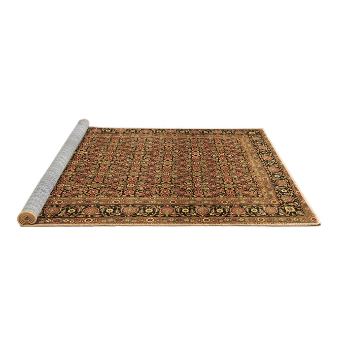 Sideview of Machine Washable Persian Brown Traditional Rug, wshtr1033brn