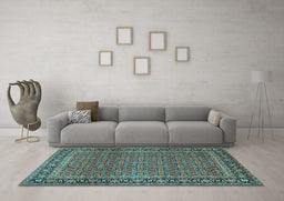 Machine Washable Persian Light Blue Traditional Rug in a Living Room, wshtr1033lblu