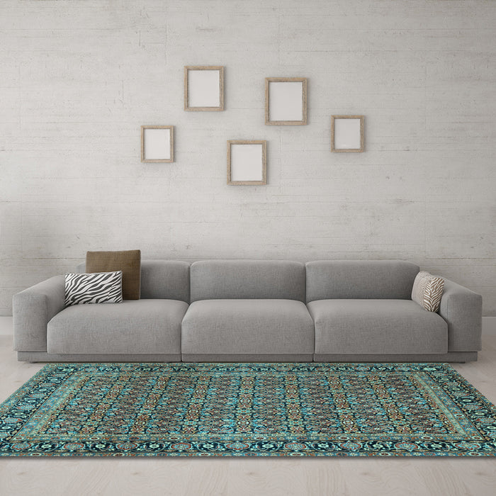 Machine Washable Persian Light Blue Traditional Rug in a Living Room, wshtr1033lblu