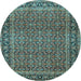 Round Machine Washable Persian Light Blue Traditional Rug, wshtr1033lblu