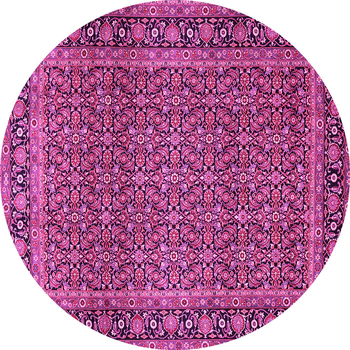 Round Machine Washable Persian Pink Traditional Rug, wshtr1033pnk