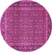 Round Machine Washable Persian Pink Traditional Rug, wshtr1033pnk