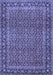 Machine Washable Persian Blue Traditional Rug, wshtr1033blu