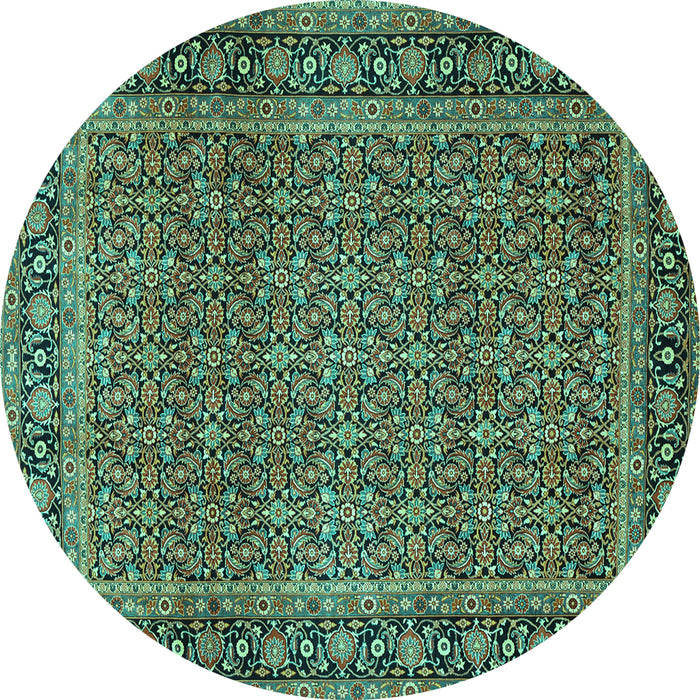 Round Persian Turquoise Traditional Rug, tr1033turq