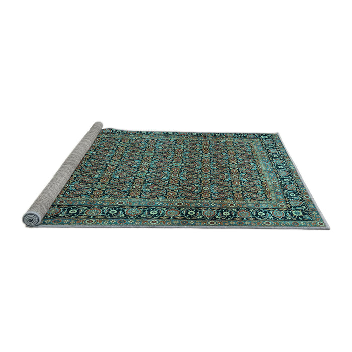 Sideview of Machine Washable Persian Light Blue Traditional Rug, wshtr1033lblu