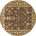 Round Machine Washable Persian Brown Traditional Rug, wshtr1034brn