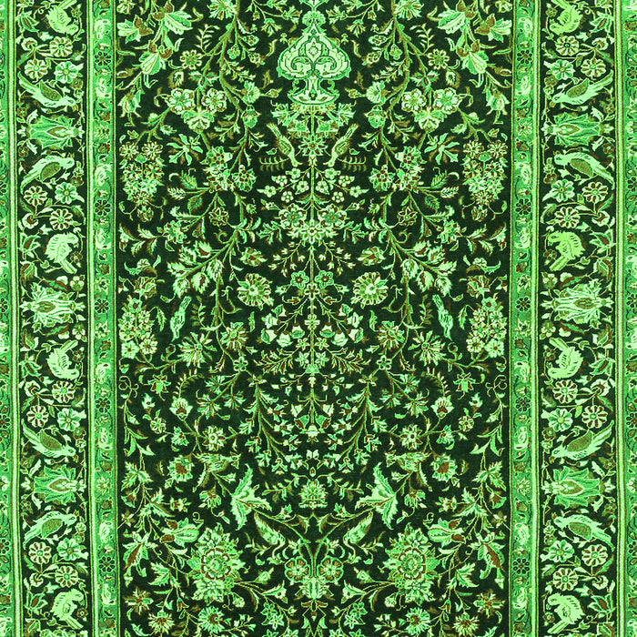 Serging Thickness of Machine Washable Persian Green Traditional Area Rugs, wshtr1034grn
