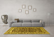 Machine Washable Persian Yellow Traditional Rug in a Living Room, wshtr1034yw