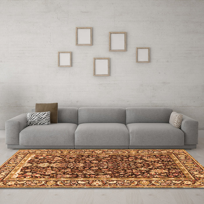 Machine Washable Persian Orange Traditional Area Rugs in a Living Room, wshtr1034org