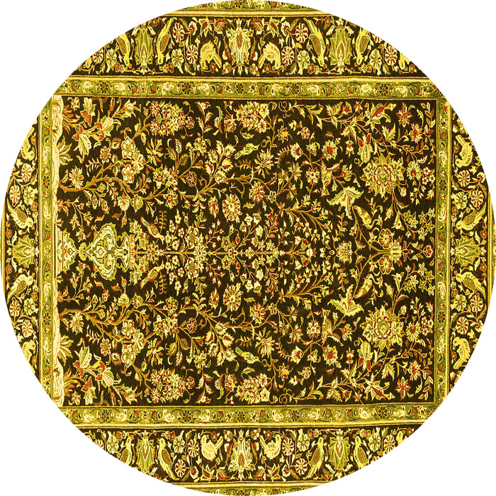 Round Persian Yellow Traditional Rug, tr1034yw