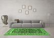 Machine Washable Persian Green Traditional Area Rugs in a Living Room,, wshtr1034grn