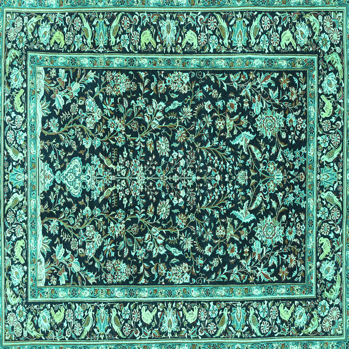 Square Persian Turquoise Traditional Rug, tr1034turq
