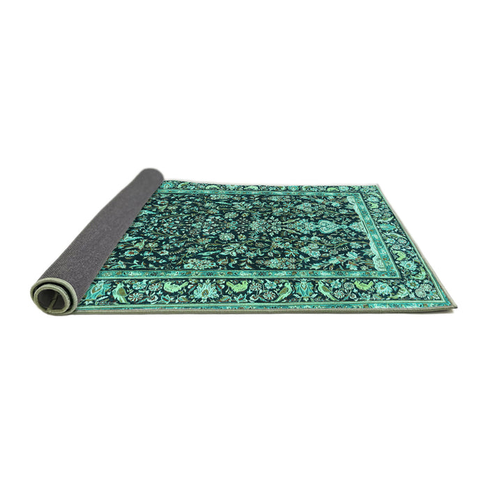 Sideview of Persian Turquoise Traditional Rug, tr1034turq