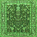 Round Machine Washable Persian Green Traditional Area Rugs, wshtr1034grn