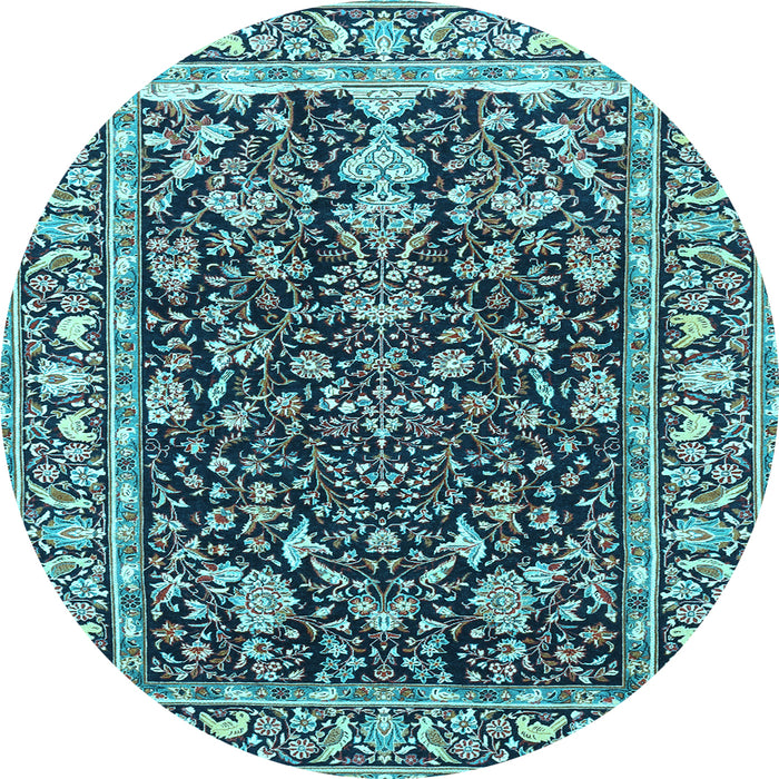 Round Persian Light Blue Traditional Rug, tr1034lblu