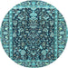 Round Persian Light Blue Traditional Rug, tr1034lblu