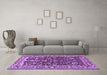 Machine Washable Persian Purple Traditional Area Rugs in a Living Room, wshtr1034pur