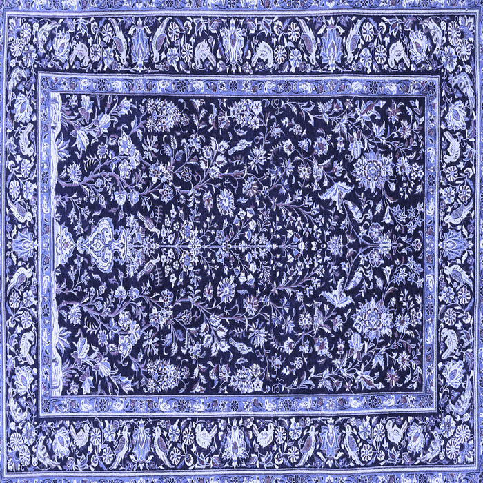 Square Machine Washable Persian Blue Traditional Rug, wshtr1034blu