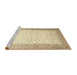 Sideview of Machine Washable Traditional Khaki Gold Rug, wshtr1035