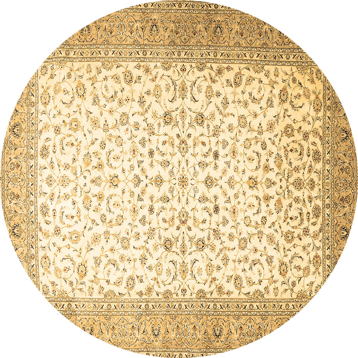 Round Persian Brown Traditional Rug, tr1035brn