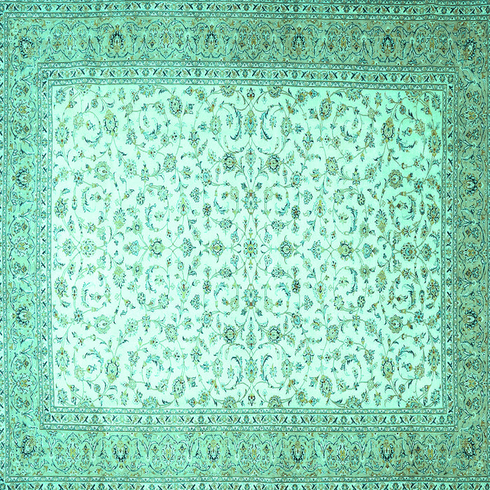 Square Persian Turquoise Traditional Rug, tr1035turq