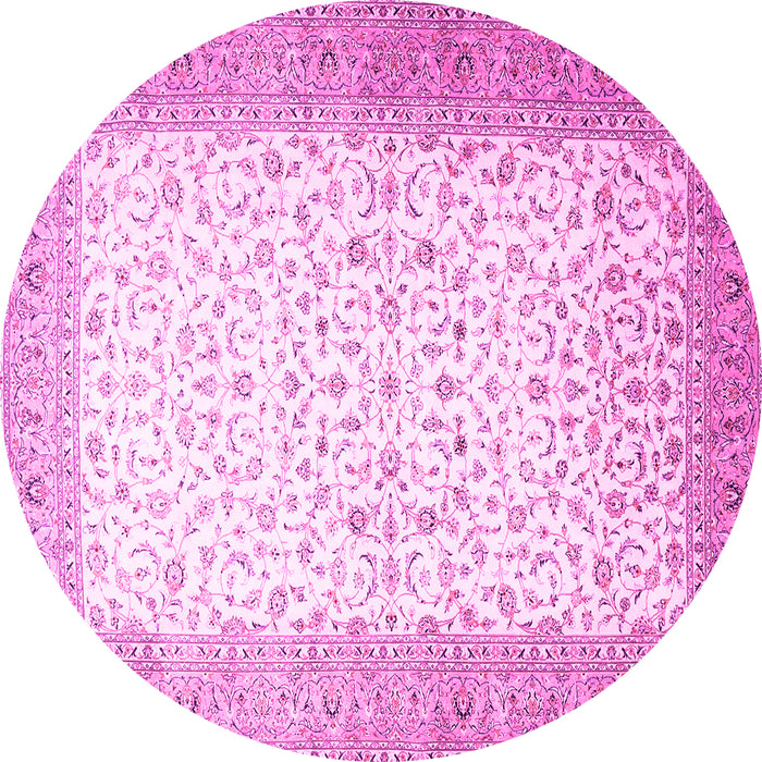 Round Machine Washable Persian Pink Traditional Rug, wshtr1035pnk