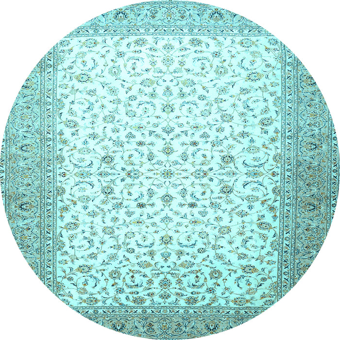 Round Machine Washable Persian Light Blue Traditional Rug, wshtr1035lblu