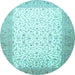 Round Machine Washable Persian Light Blue Traditional Rug, wshtr1035lblu