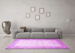 Machine Washable Persian Purple Traditional Area Rugs in a Living Room, wshtr1035pur