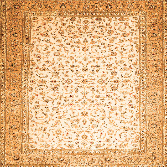Round Machine Washable Persian Orange Traditional Area Rugs, wshtr1035org