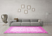 Machine Washable Persian Pink Traditional Rug in a Living Room, wshtr1035pnk