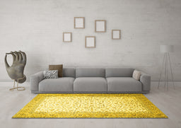 Machine Washable Persian Yellow Traditional Rug in a Living Room, wshtr1035yw