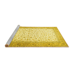 Sideview of Machine Washable Persian Yellow Traditional Rug, wshtr1035yw