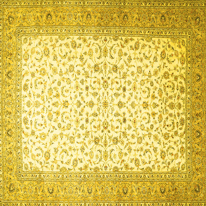 Square Machine Washable Persian Yellow Traditional Rug, wshtr1035yw