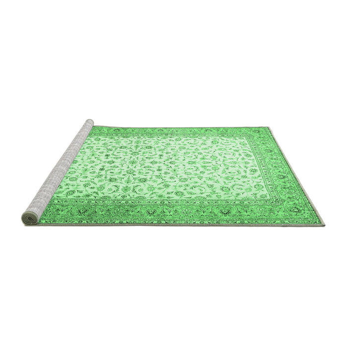 Sideview of Machine Washable Persian Emerald Green Traditional Area Rugs, wshtr1035emgrn
