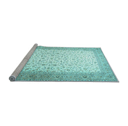 Sideview of Machine Washable Persian Light Blue Traditional Rug, wshtr1035lblu