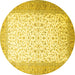 Round Persian Yellow Traditional Rug, tr1035yw