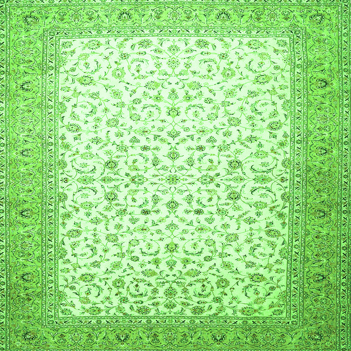 Round Machine Washable Persian Green Traditional Area Rugs, wshtr1035grn