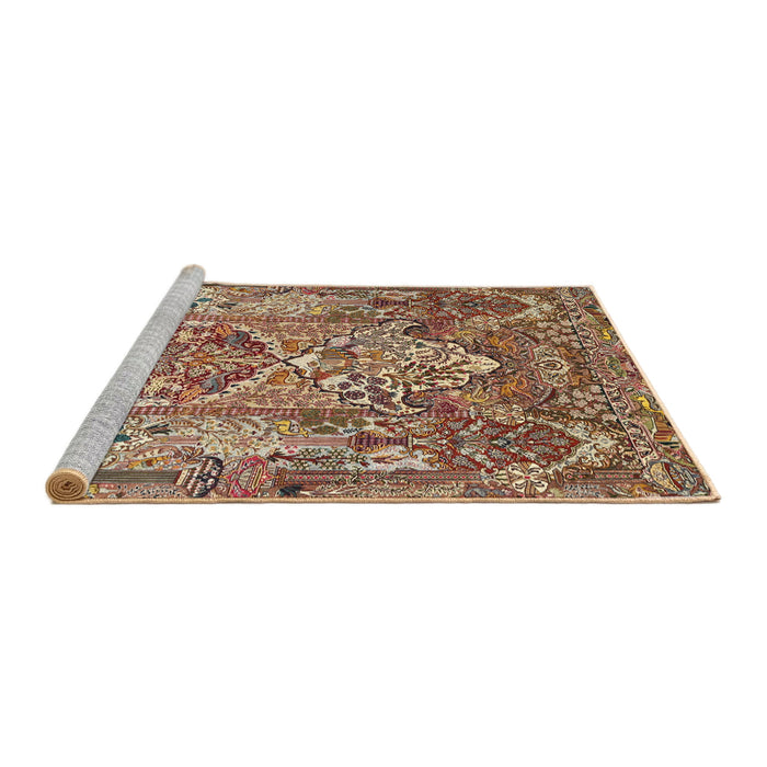 Sideview of Machine Washable Traditional Dark Sienna Brown Rug, wshtr1036