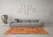 Machine Washable Animal Orange Traditional Area Rugs in a Living Room, wshtr1036org