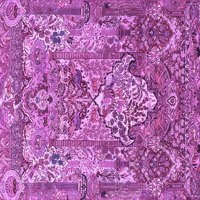Square Machine Washable Animal Purple Traditional Area Rugs, wshtr1036pur