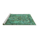 Sideview of Machine Washable Animal Turquoise Traditional Area Rugs, wshtr1036turq