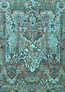 Animal Light Blue Traditional Rug, tr1036lblu
