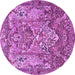 Round Animal Purple Traditional Rug, tr1036pur