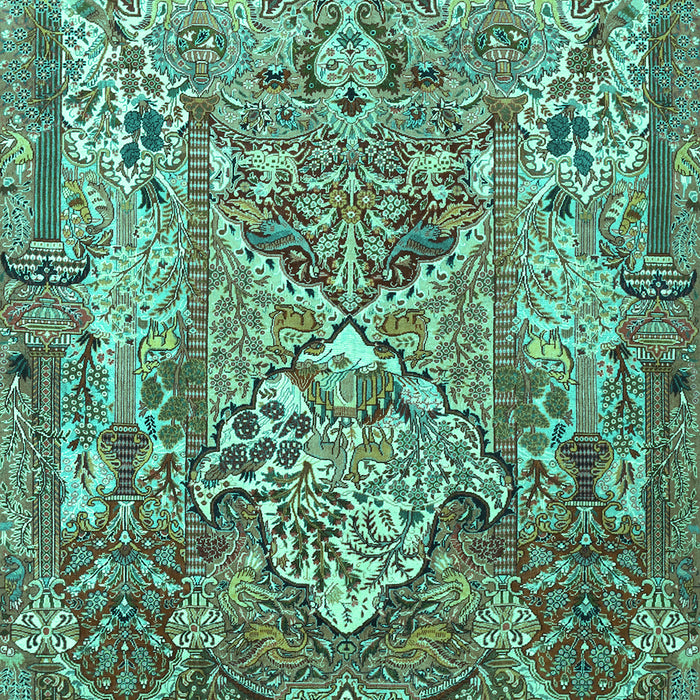 Animal Turquoise Traditional Rug, tr1036turq